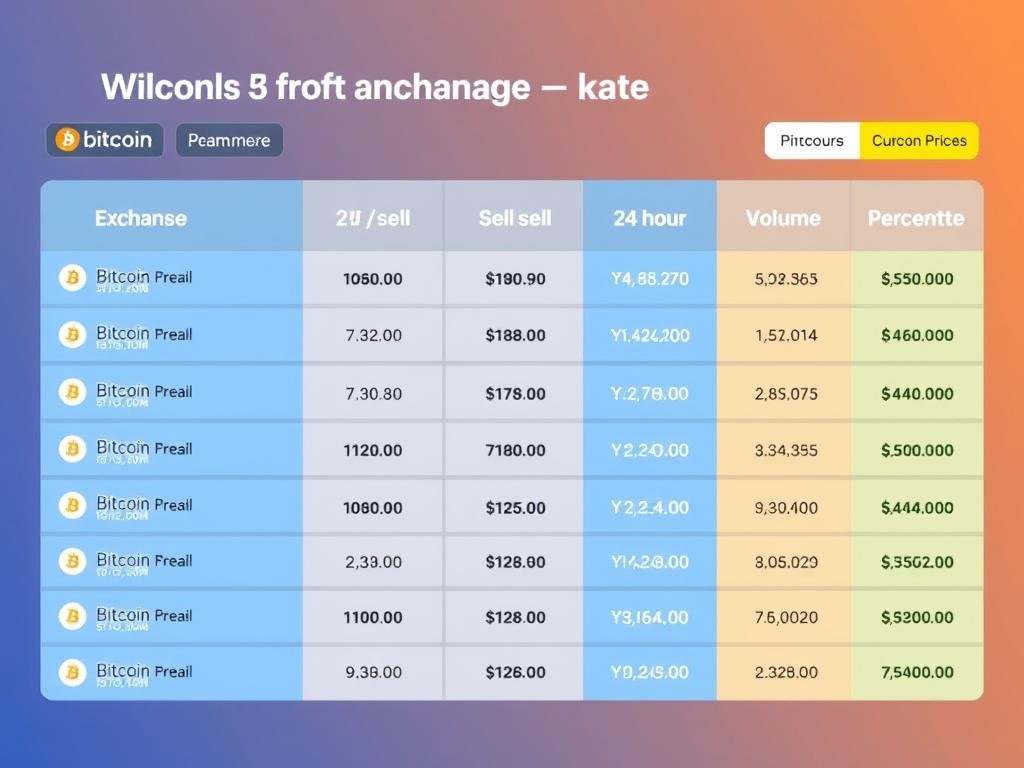 Screenshot of a cryptocurrency rate comparison tool showing best places to buy and sell crypto currency