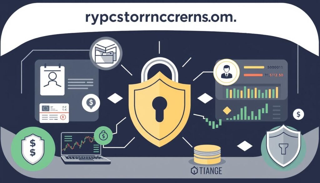 Security measures for cryptocurrency trading showing secure exchanges and wallet protection